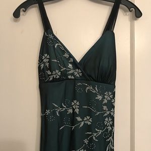 Beaded formal dress teal and black